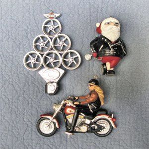 3 HARLEY, HALLMARK ORNAMENTS-BARBIE, JOLLY  RIDER, HAPPY HARLEY DAYS! TREE